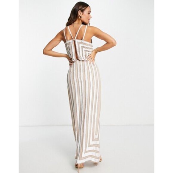 ASOS Design Linear Bead & Sequin Embellished Mini Dress w/ Maxi Overlay - Picture 2 of 11